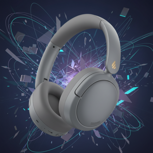 Edifier W800BT Pro em fundo abstrato; Fones Bluetooth Over-Ear.